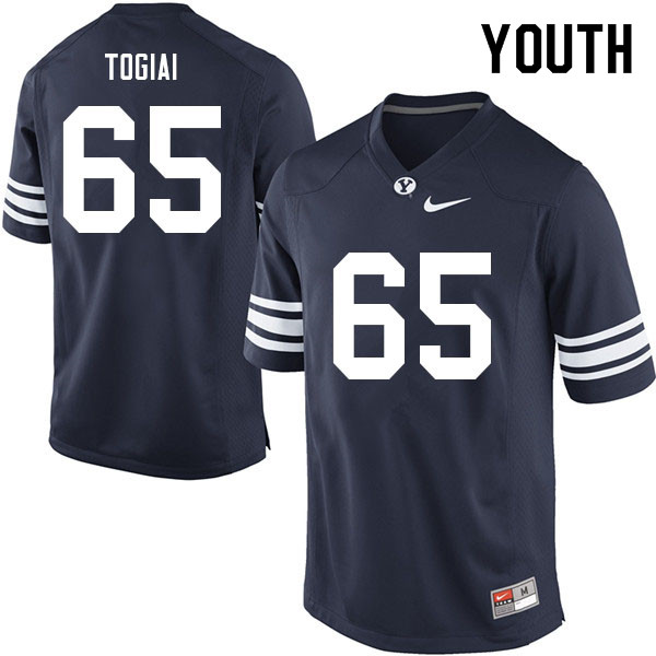 Youth #65 Talin Togiai BYU Cougars College Football Jerseys Sale-Navy